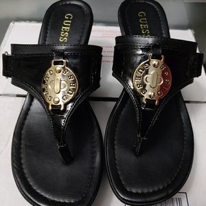 GUESS Black Thong Wedges - NEVER WORN